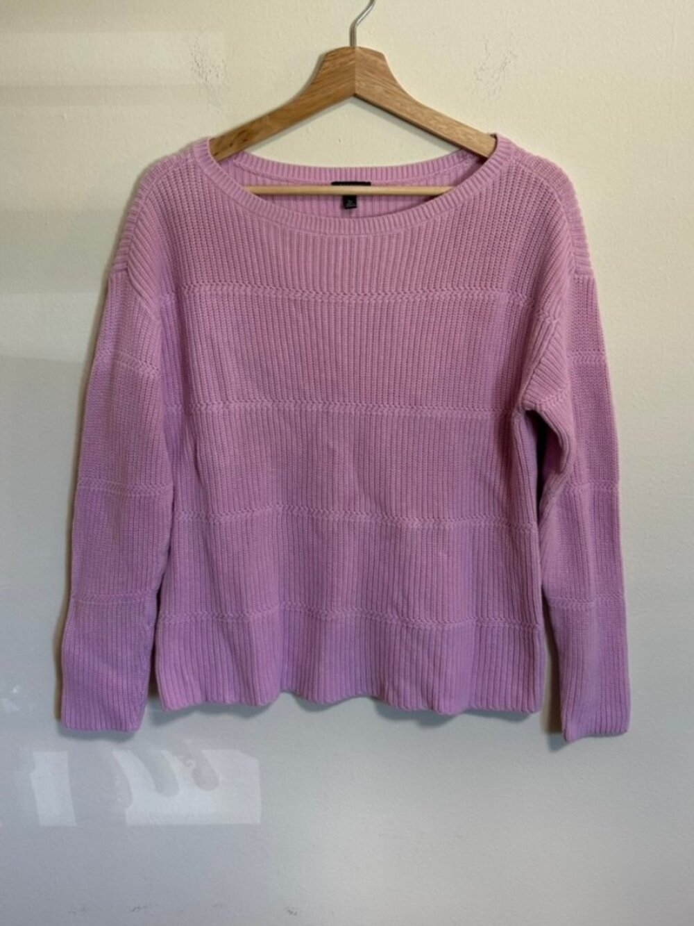 Bubblegum Pink Sweater 100% Pima Cotton Talbots Petite Sz L EUC Cable Knit